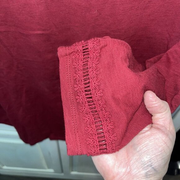 NWT Christopher Banks Woman's Crochet Neckline Large Red Feminine - Picture 4 of 5